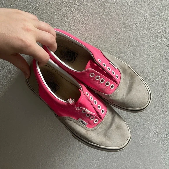Vans | Shoes | Vans Grey And Pink Slip On Shoes | Poshmark